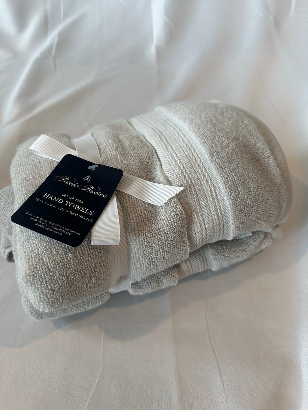 Brooks Brothers set of 2 hand towels, beige color 18” x 28”
